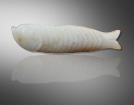 和田玉金龍魚手把件 