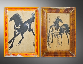 徐悲鴻 水墨單馬.水