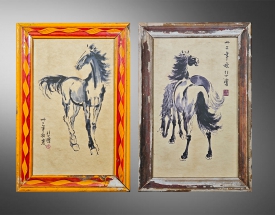 徐悲鴻 水墨單馬.水