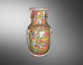 粉彩百花開光撣瓶