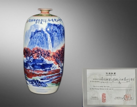 黃美堯 青花釉里紅山