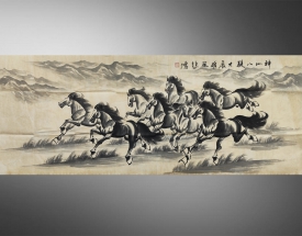 徐悲鴻 神如八駿.大