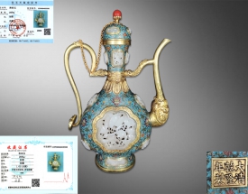 景泰蘭鎏金鑲白玉執(zhí)壺