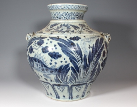 青花魚(yú)藻紋雙耳獸大罐